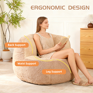 Fauteuil pouf ergonomique surdimensionné rond, canapé pouf individuel en tissu doux pour usage intérieur à la maison - Product Image 5