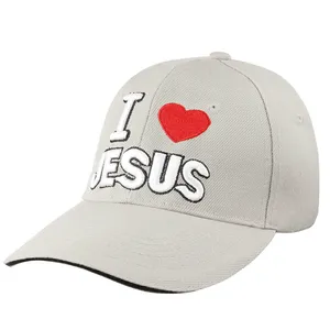 3D nakış İsa kap seviyorum İsa hıristiyan din şapka sandviç Brim pamuk 6 Panel beyzbol şapkası
