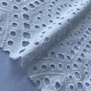 Sản Phẩm Mới Vải Cotton Thêu Lỗ Nhỏ Màu Trắng Vải Cotton Thêu