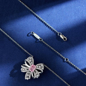 Nueva moda plata esterlina 925 joyería collar Cubic Zirconia arco nudo colgante collar para mujer joyería - Product Image 3