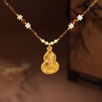Collier en alliage de résine TANGPEI, inspiré des créateurs, nouveau style chinois, motif lune filigrané, pendentif gourde brossé or, chaîne de clavicule