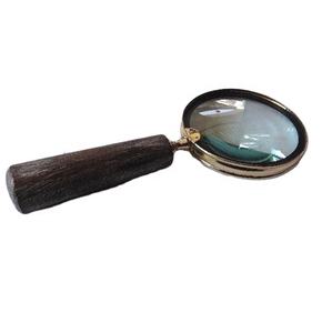 Manche en bois finition Antigue loupe 4.0X avec raccord en laiton finition nickel 24x10cm cadeau pour homme - Product Image 1