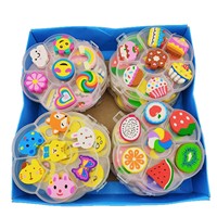Gommes à effacer créatives de Noël en forme de fleur de prunier et de Kapibara souriant, 4 gommes assorties avec un plateau à fruits