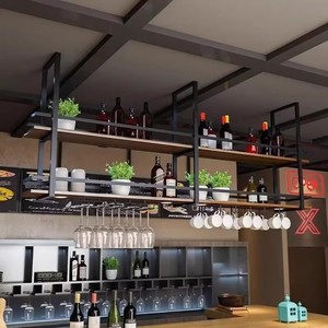 Simple Metal Wrought Iron <strong>Hanging</strong> Rack <strong>Bar</strong> <strong>for</strong> Dining Room and Kitchen Ceiling Cabinet - Product Image 4