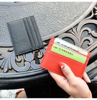 Portefeuilles de poche pour cartes de crédit, petits, en cuir véritable, minimalistes, fins, tendance, pour hommes et femmes, logo personnalisé, courts, unisexes, ouverts