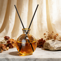 Bouteille diffuseur de parfum ronde personnalisée en gros 150 ml avec bouchon en liège, mini vase créatif en verre avec perles, bouteille à messages vintage