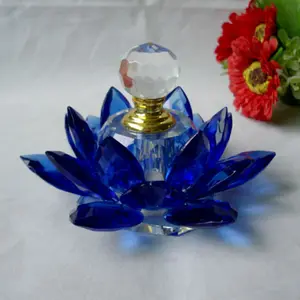 MH-X0544パーソナライズされた青い蓮の花ガラス香水瓶