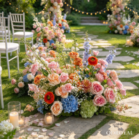 Nouvelle Composition Florale Artificielle en Boule Verte, Rose et Bleue pour Mariage, Faite à la Main, pour Allée de Cérémonie et Centre de Table, Décoration de Mariage en Gros