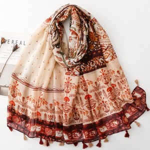 Thin Densely Woven Scarf <b>Shawl</b> With a Fresh Colorful Plant and Floral Pattern Perfect for Spring Summer Features a Tassel Trim - Product Image 6