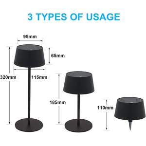 Lampada da Tavolo Solare Antela E27 LED con Controllo Touch, Dimmerabile, Senza Fili, Luce Calda 3000K, Paralume Nero, Illuminazione per Camera da Letto e Scrivania 25000 - Product Image 4