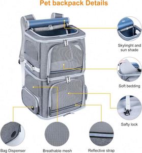 Free Sample Double Cat <b>Carrier</b> <b>Dog</b> <b>Backpack</b> <b>Carrier</b> for Medium <b>Dogs</b>,Double Compartment Pet <b>Carrier</b> Backpackfor Outdoor - Product Image 5