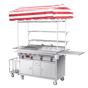 Chariot de service alimentaire à 4 roues pour usage extérieur, en acier inoxydable, résistant à la rouille, avec chauffage et grill intégrés, garantie 1 an - Product Image 6