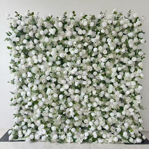 Mur de fleurs artificielles en gros 8ft x 8ft, panneaux muraux en soie de roses, décoration de fond mural enroulable - Product Image 1