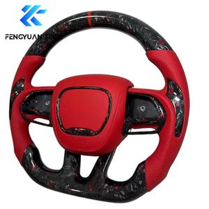 Volant de voiture chauffant en fibre de carbone rouge personnalisé avec LED pour Dodge Charger Challenger SRT 2014-2018 2019 2020 2021 2022 <span class=keywords><strong>2023</strong></span> 2024 - Product Image 3