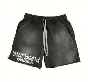 เสื้อยืดกางเกงขาสั้นซักกรดสำหรับผู้ชายชุดฤดูร้อนเสื้อยืด2ชิ้นออกแบบแบรนด์ได้ตามต้องการ - Product Image 3