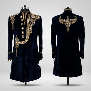 Sherwani Indo-Occidental Moderno y Elegante para Hombre 2024 con Bordado Zardozi Elaborado para Trajes y Blazers de Hombre>Trajes de Hombre - Product Image 4