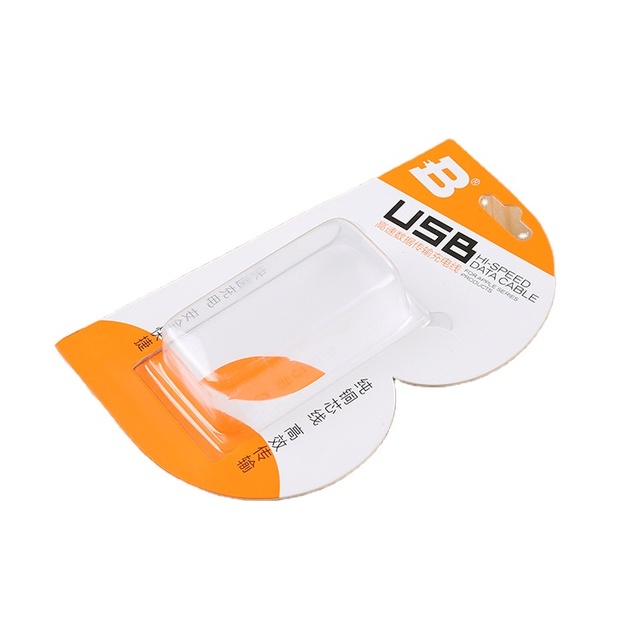 Custom logo Plastic Blister Tray Packing for USB Hi-speed Data Cable, Recyclable PET Sliding Card Blister Packaging