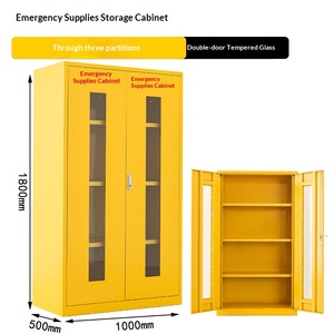 Emergency Cabinet 1920x1200x500mm Double Glass Door Left 2 Compartments Right Rod SCBA <b>Bracket</b> Fire Rescue Storage - Product Image 3