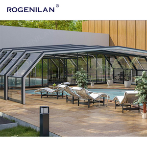 Système d'enclos de <span class=keywords><strong>piscine</strong></span> personnalisé Rogenilan, véranda rétractable automatique, serre coulissante en aluminium et verre - Product Image 2