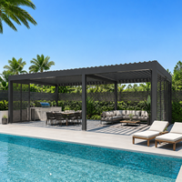 Pergola en aluminium à double toit rigide pour jardin, idéale pour les loisirs en famille, l'ombrage et les divertissements en plein air