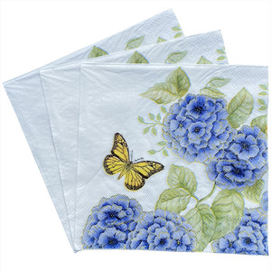 Printed Paper Napkins Butterfly Flower Design Square Disposable For Themed Party Gift Use - Product Image 1