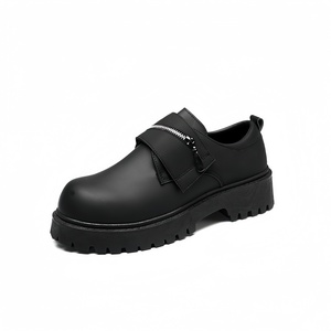 Nouvelles Chaussures <span class=keywords><strong>Femme</strong></span> <span class=keywords><strong>Pas</strong></span> Chères Livraison Gratuite Bottines Derby Noires à Bout Large à Prix Bas Fabricant de Chaussures de Mode en PVC Exportation Usine - Product Image 1