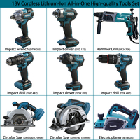 Makita 18V Haute Efficacité, Sûr pour Environnement Hors Réseau, Clé, Scie Circulaire, Scie Sabre, Meuleuse, Ensemble Complet d'Outils Électriques Portatifs