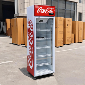 Congelador vertical comercial con vitrina para bebidas, ampliamente utilizado como enfriador y refrigerador. - Product Image 1