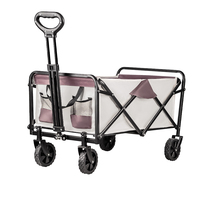 Chariot de transport pliable d'extérieur haute capacité 220 LBS, chariot de camping à quatre roues
