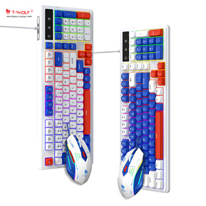 신제품 T-WOLF TF610 이스포츠 6D 3600 DPI 마우스 및 키보드 세트 98키 레이아웃 컬러풀 백라이트 키보드 마우스 콤보 <span class=keywords><strong>PC</strong></span>용 - Product Image 1
