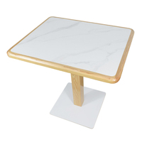 Table basse luxueuse et simple Table d'affaires Base en métal Table à manger couleur grain de bois