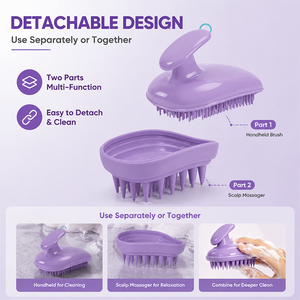 Brosse à shampooing en silicone pour le cuir chevelu, brosse multifonctionnelle deux-en-un pour animaux de compagnie, le fabricant conçoit et personnalise divers styles. - Product Image 2