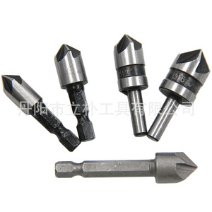 Five Blade Chamfering Tool Set 82 Degree For Woodworking Fast Boring Bits With 3 Flat Shank Bright Finish - Product Image 1