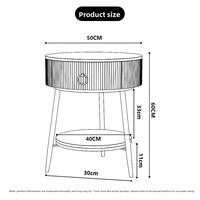 Table basse ronde de style luxe léger avec tiroir en ardoise, table d'appoint de salon, table de chevet avec rangement