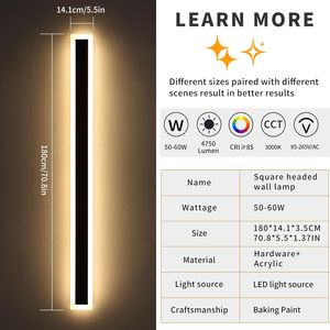 110V 220V IP65 Modern Indoor Linear Strip Wall Lamp 3000K Warm White Garden <b>Sconce</b> Long Outdoor LED <b>Light</b> - Product Image 4