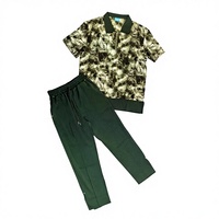 Ensemble 2 pièces décontracté d'été pour homme en polyester 260 GSM, motif tie-dye abstrait, avec pantalon à cordon de serrage, vente en gros OEM, grande taille africaine