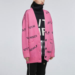 <span class=keywords><strong>Cardigan</strong></span> maglione oversize a maniche lunghe lavorato a maglia con logo personalizzato da <span class=keywords><strong>donna</strong></span> - Product Image 2