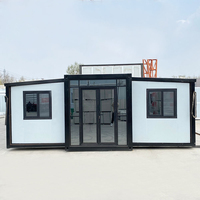 Bureau conteneur extensible blanc moderne avec fenêtres grillagées pour chantier de construction et clinique médicale mobile