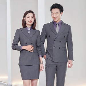 Costume d'affaires gris croisé personnalisé pour hommes et femmes, idéal pour les agents immobiliers et les bijoutiers, collection automne-hiver, modèle robuste - Product Image 4