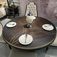 Ensemble de table à manger classique européen antique élégant, style américain sculpté, luxe ivoire blanc or brun pour salle à manger