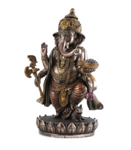 Nirmala Handicrafts - Estatua de Ganesha de Resina de Poliéster con Acabado en Cobre, Hecha a Mano, Moderna, Dios Hindú Indio, Regalo Religioso - Product Image 2