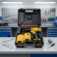 Kit complet facile à utiliser avec étui de rangement, perceuse à percussion sans fil au lithium pour travaux de rénovation, perçage du bois et du métal