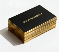 Cartes de visite personnalisées au design unique, papier cartonné noir de qualité supérieure avec bordure dorée en relief, impression sur carton pour les entreprises