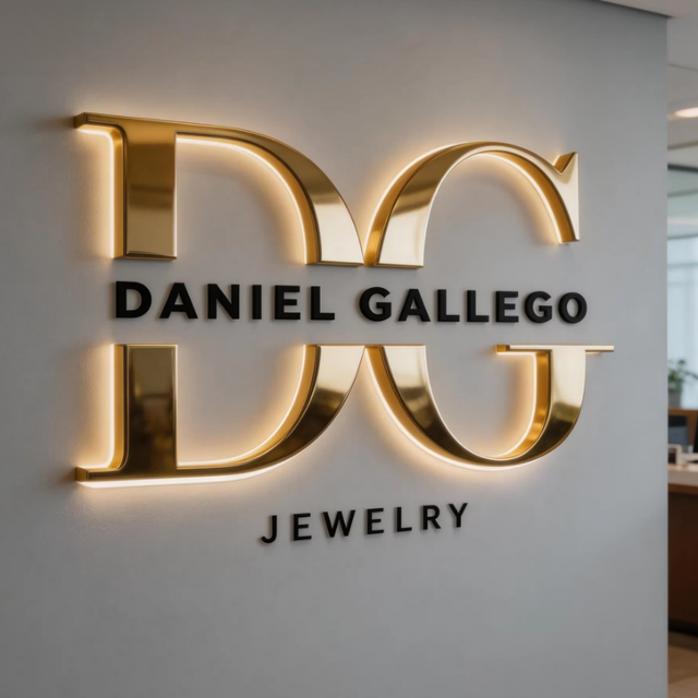 Company Logo Display 3D Backlit Gold Mirror Stainless Steel Led Illuminated Channel Letters Custom Led Sign for Business Indoor