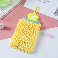 Serviette de toilette suspendue en chenille à motif floral 30x16cm, douce, absorbante, séchage rapide, pour cuisine et salle de bain, décorative, couleur personnalisée, usine OEM