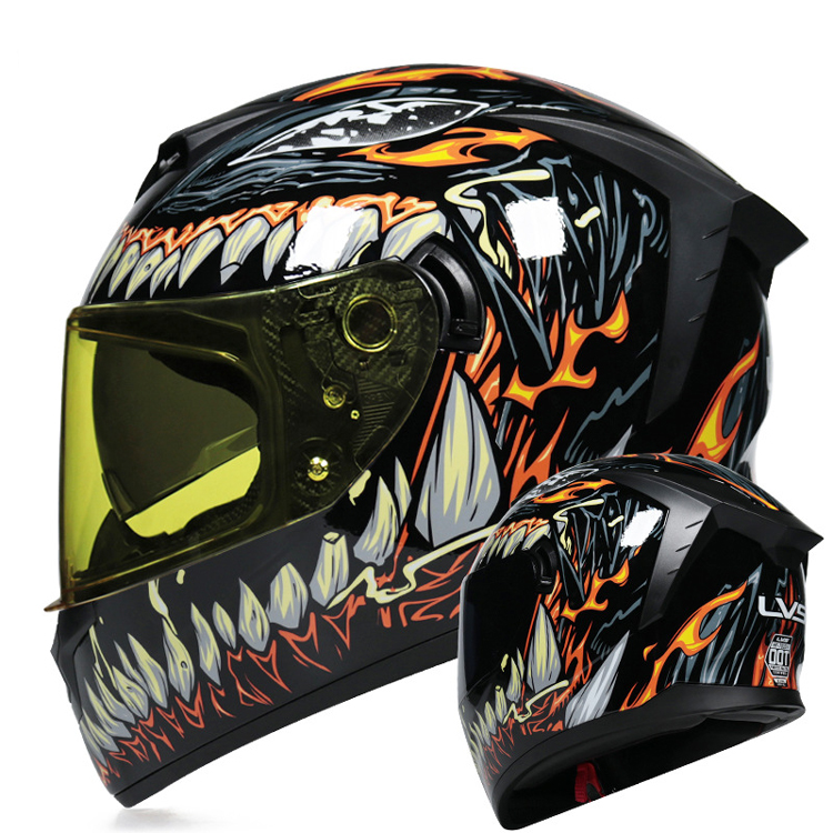 Мотошлем на все лицо для мужчин и женщин, мотошлем с двойными линзами, полностью Электрический локомотив из АБС-пластика, всесезонный, сделано в Китае, 2021