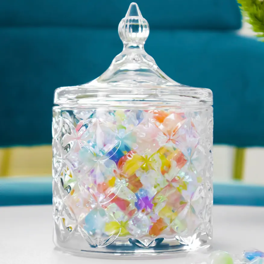 Kristall-Süßigkeiten-Glas-Becher Süßigkeiten-Büchse Glasglas transparent Küche Glas fabrik niedriger Preis exquisite Vintage