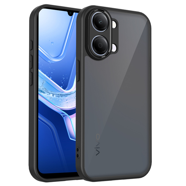 For vivo Y05 / Y11D Case Ultra Thin Soft TPU Frame Clear Black Matte PC Back Shockproof Phone Cover