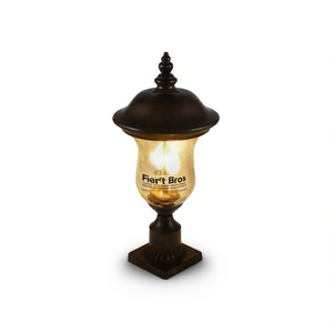 Lámpara de Poste para Exteriores Fier't Bros, 21 Pulgadas de Alto, Bronce, Aluminio, Pantalla de Vidrio, Jardín, Impermeable IP54, Bombilla No Incluida - Product Image 1