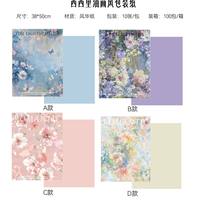 Papier d'art enduit écologique pour emballage de bouquets de fleurs, imperméable, semi-transparent, couleur unie, matériaux floraux recyclables